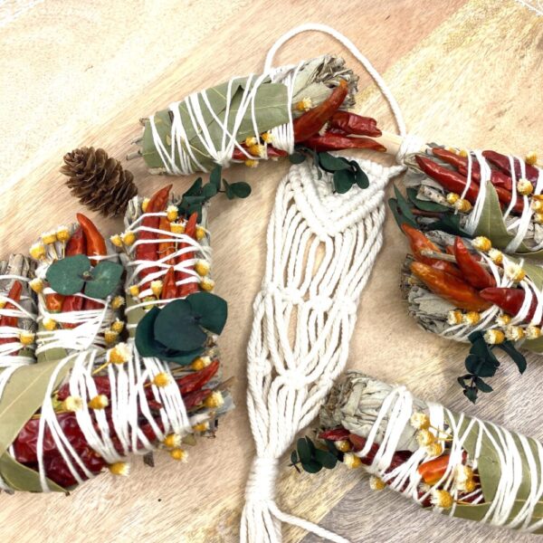 Product image of  White Sage & Copal Smudge Stick with Red Chili Peppers, Bay Leaves,  4 “