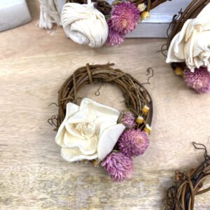 Made in Nevada Mini Grapevine Wreath Ornaments with Dried Flowers, 3”