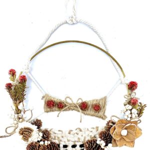 Made in Nevada Mountain’s Edge, Macrame Wreath with Dried Flowers, Wall Decor, 10 “