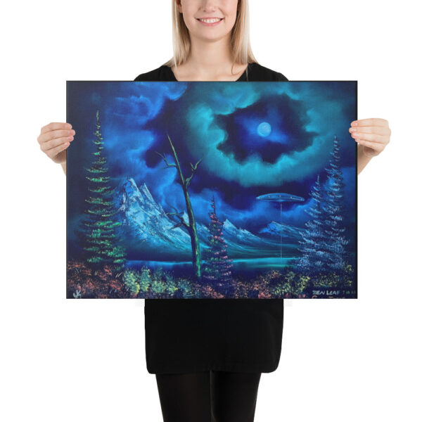 Product image of  Canvas Print – Exploration Lake UFO – Expressionism Landscape by PaintWithJosh