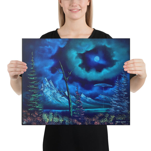 Product image of  Canvas Print – Exploration Lake UFO – Expressionism Landscape by PaintWithJosh