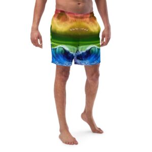 Made in Nevada Pride Flag Seascape Men’s Swim Trunks by PaintWithJosh