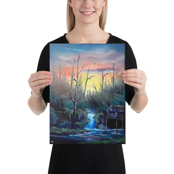 Product image of  Canvas Print – Desolate Oasis – Sunrise Forest Expressionism Landscape by PaintWithJosh