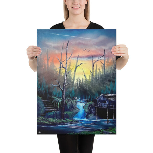 Product image of  Canvas Print – Desolate Oasis – Sunrise Forest Expressionism Landscape by PaintWithJosh