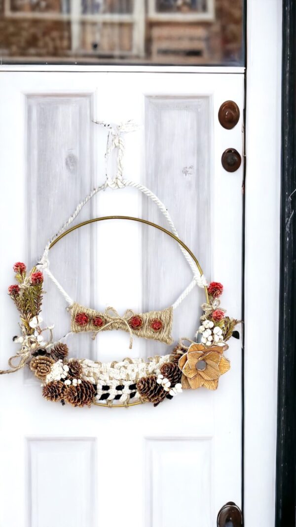 Product image of  Mountain’s Edge, Macrame Wreath with Dried Flowers, Wall Decor, 10 “