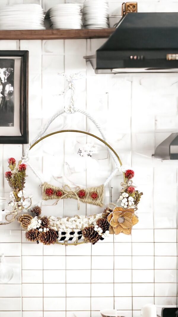 Product image of  Mountain’s Edge, Macrame Wreath with Dried Flowers, Wall Decor, 10 “