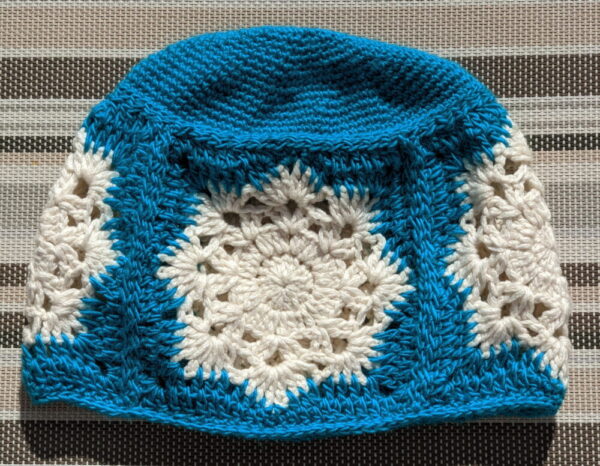 Product image of  Big Blue – Crocheted Hat With Granny Squares
