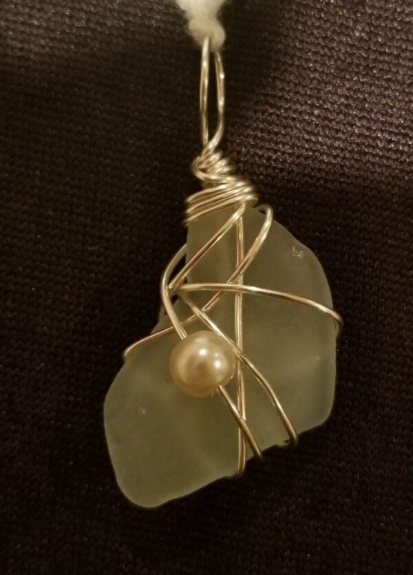 Product image of  Beach Glass Pendant with Pearl Bead