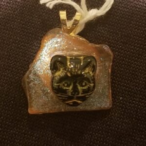 Made in Nevada Beach Glass with Cat Pendant