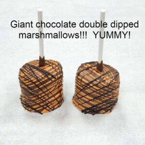 Giant chocolate dipped marshmallows