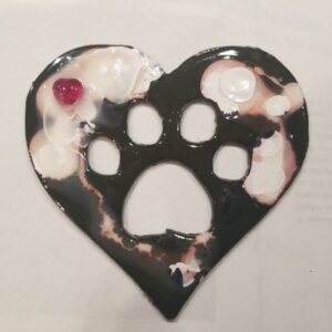 Made in Nevada Heart with Paw Print Cutout with red heart