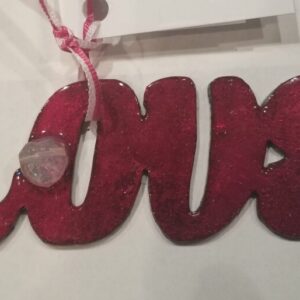 Product image of  LOVE – metal art (crimson red with light heart adornment)