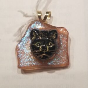 Made in Nevada Beach Glass with Cat Pendant