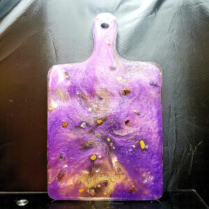 Product image of  Tiger’s Eye + Amethyst & 24k Gold Flake Crystal Infused Resin Cutting Board