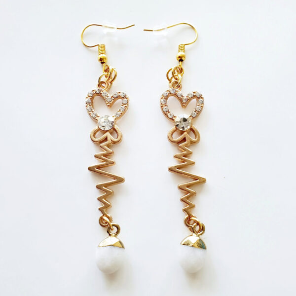 Product image of  “Beating Heart” White Jade // Green Aventurine // Lapis Lazuli Crystal Heartbeat Earrings