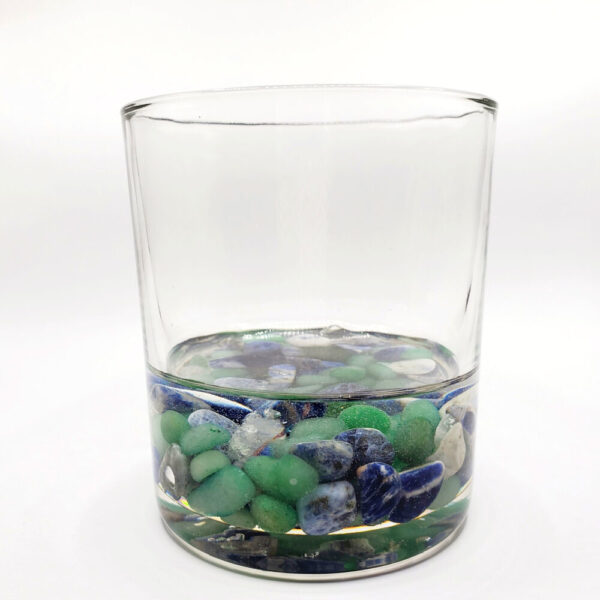 Product image of  “Earthbound” Sodalite & Green Aventurine Crystal Infused Resin & Glass Magick Planter