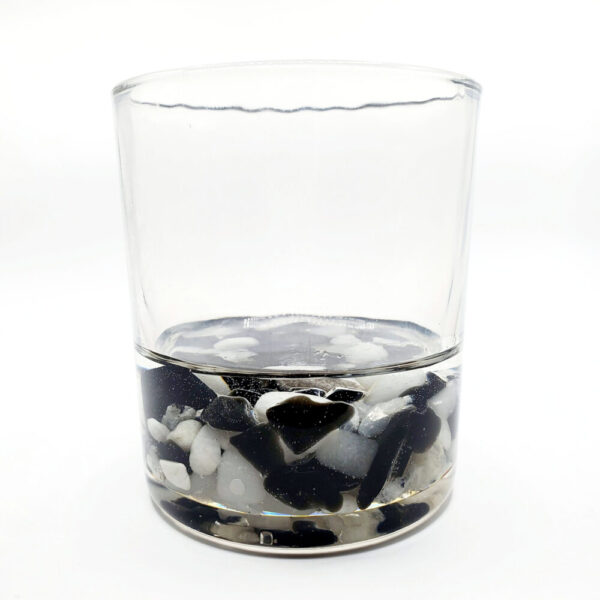 Product image of  “Moon-Shine” Black Tourmaline Obsidian & Moonstone Crystal Infused Resin & Glass Magick Planter