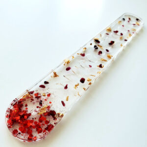 Product image of  Glitter & Garnet Crystal Infused 24k Gold Flake “Phases of the Moon” Resin Incense Holder