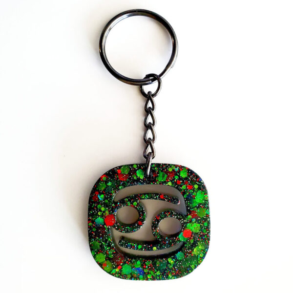 Product image of  “Galactic” Obsidian Zodiac Crystal Resin Keychain