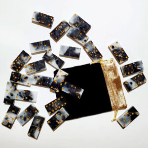 Product image of  “Milky Way” Galaxy Dominoes Hand-Painted Moonstone & Obsidian Crystal Infused Resin Domino Set