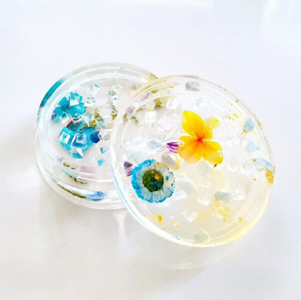 Product image of  “Flower Power” Crystal Infused Resin Tea/Herb Grinder