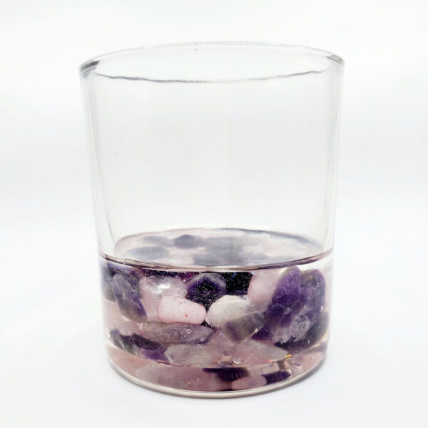 Product image of  “Strawberry Jam” Amethyst & Rose Quartz Crystal Infused Resin & Glass Magick Planter