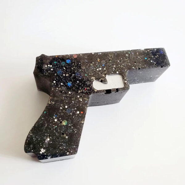 Product image of  “Power Pistol” Pyrite Crystal Infused Resin Gun Decor