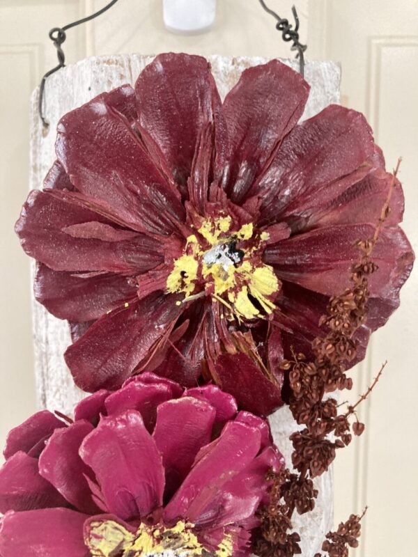 Product image of  Burgundy Daisy Pinecone Flower Art