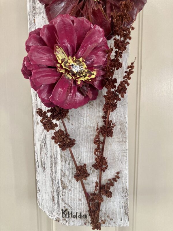 Product image of  Burgundy Daisy Pinecone Flower Art