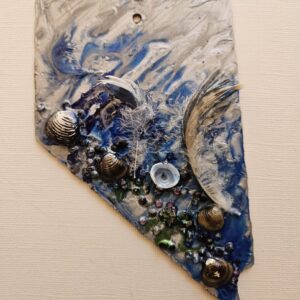 Product image of  NEVADA metal art w Lake Tahoe beach shells & feathers