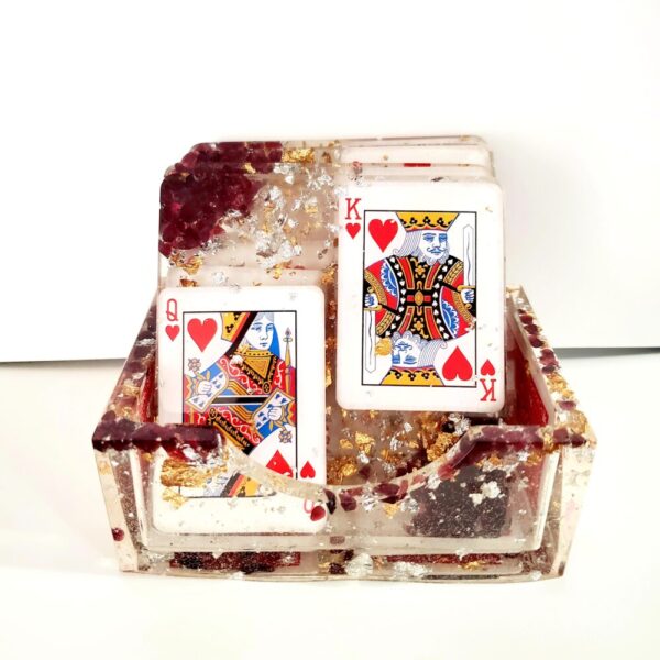 Product image of  “Vegas, Baby!” Garnet Crystal Infused Resin Coaster Set