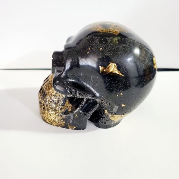 Product image of  24k Gold Flake & Peridot Altar Skull Decor