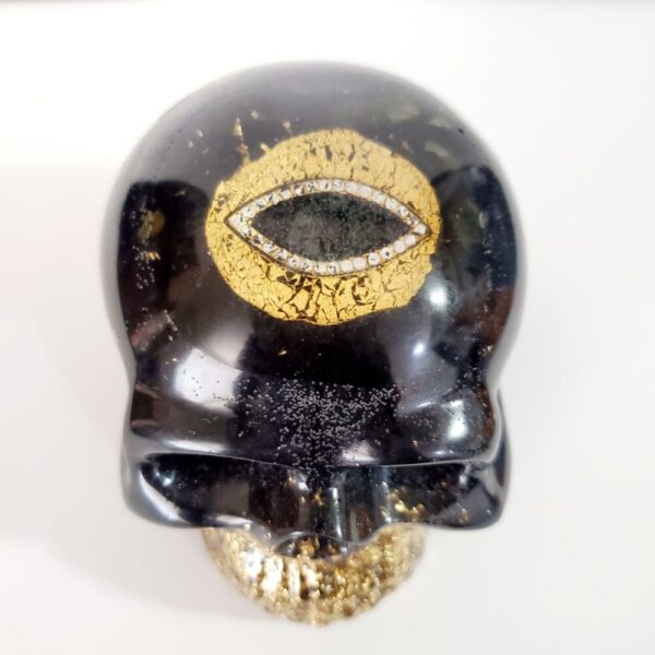 Product image of  24k Gold Flake & Peridot Altar Skull Decor
