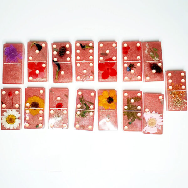 Product image of  Floral Butterfly Pea Green Aventurine Dominoes Domino Set