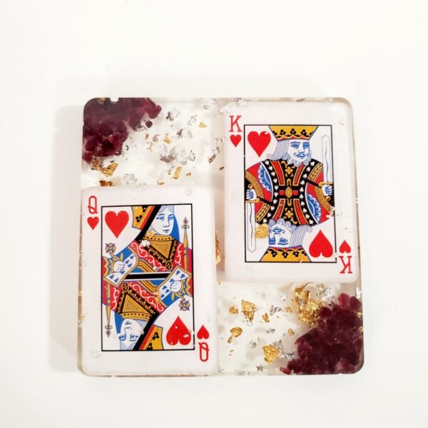 “Vegas, Baby!” Garnet Crystal Infused Resin Coaster Set