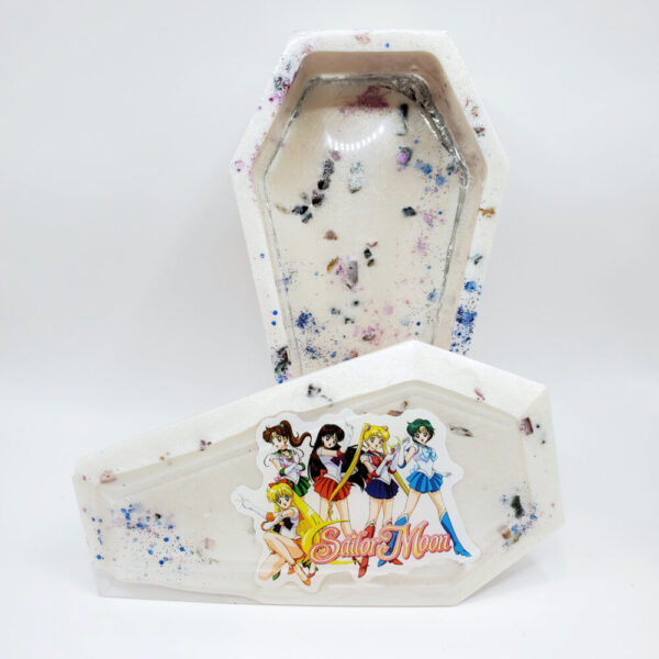 Product image of  Sailor Moon Rainbow Tourmaline Crystal Infused Resin Coffin Trinket Box
