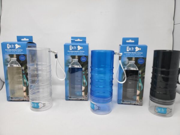 Product image of  Seeit® Blue Portable Bottle Holder with Clear Detachable Container