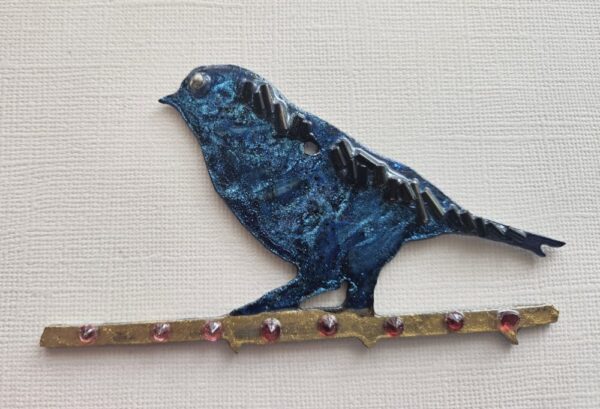 Product image of  Metal Bluebird on Branch w red adornments