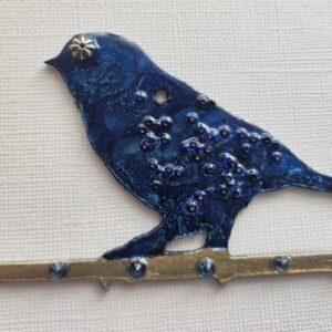 Product image of  Metal bluebird on branch w blue adornments