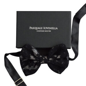 Product image of  Black lace bowtie with white