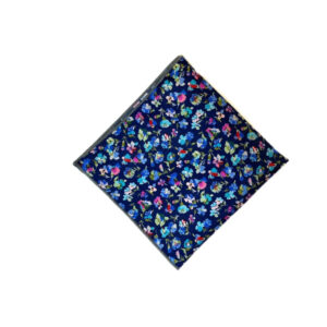 Product image of  Blue pocket square with multi color flowers