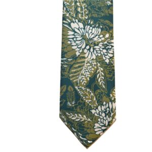 Product image of  Green necktie with green and white big flowers