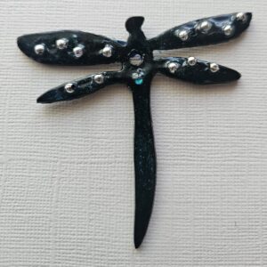 Product image of  Metal dragonfly (2.5″x2.75″), teal w beads