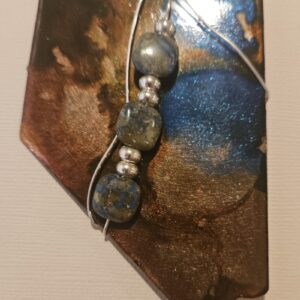 Product image of  Metal 4″ Nevada, wire-wrapped with beads for ornament or wall hanging