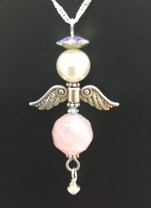 Product image of  Rose Quartz Angel Pendant Necklace