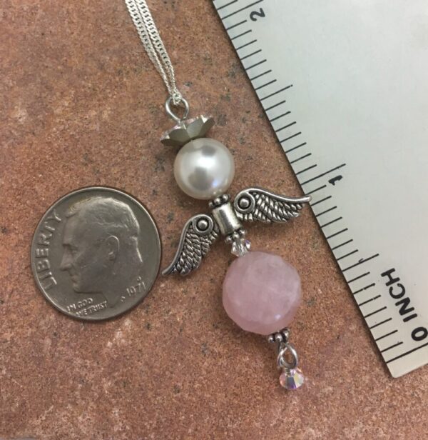 Product image of  Rose Quartz Angel Pendant Necklace