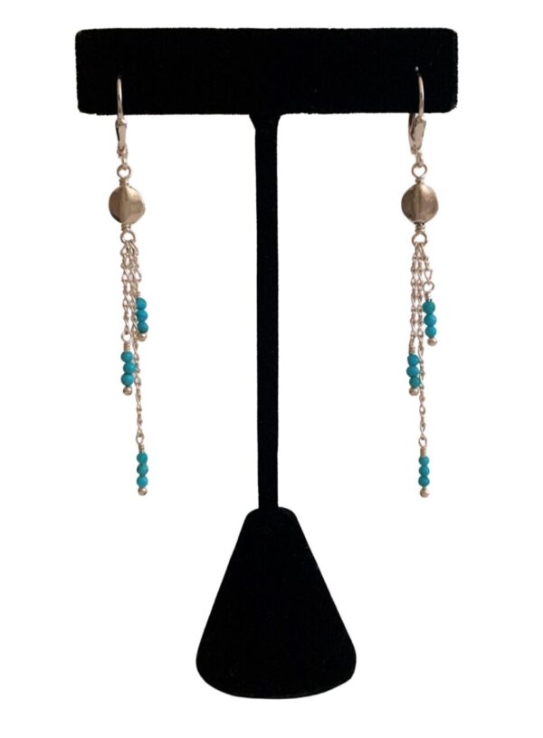 Product image of  Long turquoise and Sterling silver earrings