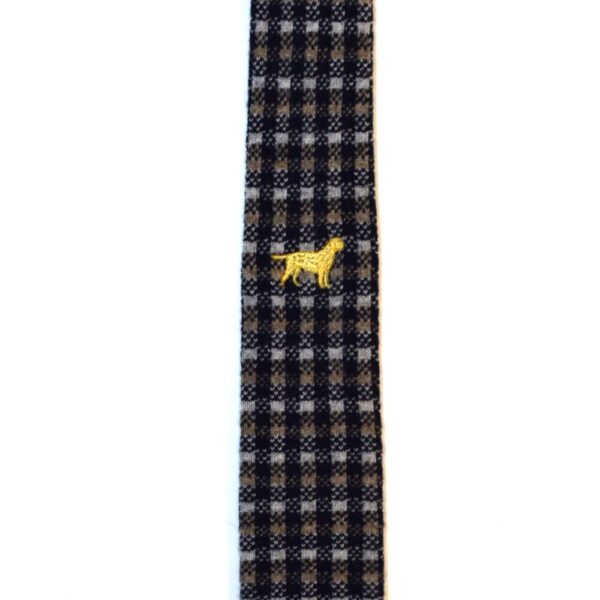 Product image of  Blue and brown plaid necktie with dog (straight bottom)