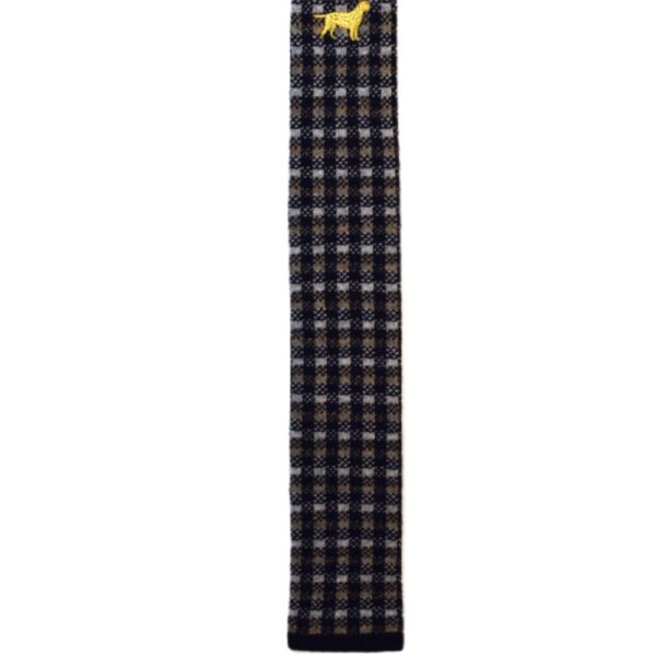 Product image of  Blue and brown plaid necktie with dog (straight bottom)