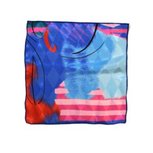 Product image of  Blue pocket square with pink horizontal stripes